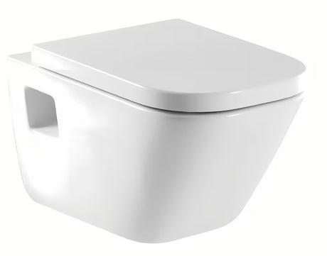 Bílé závěsné WC Roca The Gap z keramiky s hlubokým splachováním a úsporným splachováním 3/4,5 l.