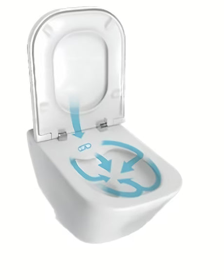 Bílé závěsné WC Roca The Gap s Rimless provedením bez splachovacího okruhu a hranatým designem
