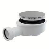 Snížený sifon k vaničce Roth s plastovou chromovanou krytkou pro odtok 90 mm