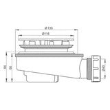 Snížený sifon k vaničce Roth s plastovou chromovanou krytkou pro odtok 90 mm