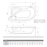 Roth Activa asymetrická rohová akrylátová vana v pravé orientaci 150x90 cm
