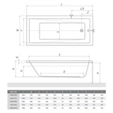 Obdélníková akrylátová vana Roth Kubic Neo 160x80 cm v moderním designu