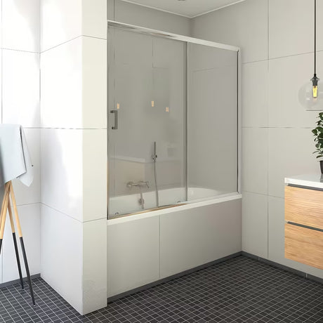 Vanová zástěna Roth LLV2 150x140 cm s posuvnými dveřmi a profilem v lesklém chromu