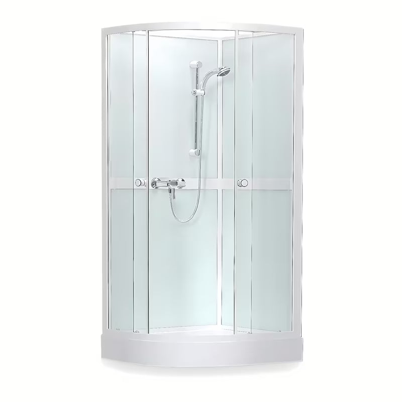 Roth Project čtvrtkruhový sprchový box 80x80 cm s bílými profily a čirým sklem