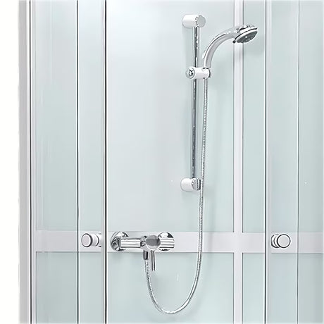 Roth Project čtvrtkruhový sprchový box 80x80 cm s bílými profily a čirým sklem