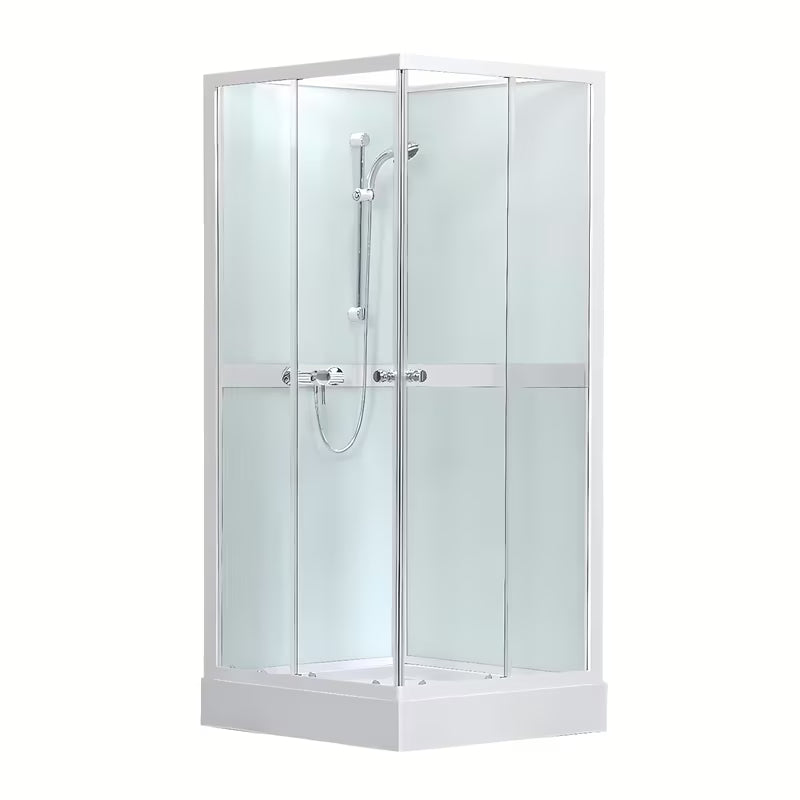 Sprchový box Roth Project 80x80 cm s bílými profily, čirým sklem a posuvnými dveřmi