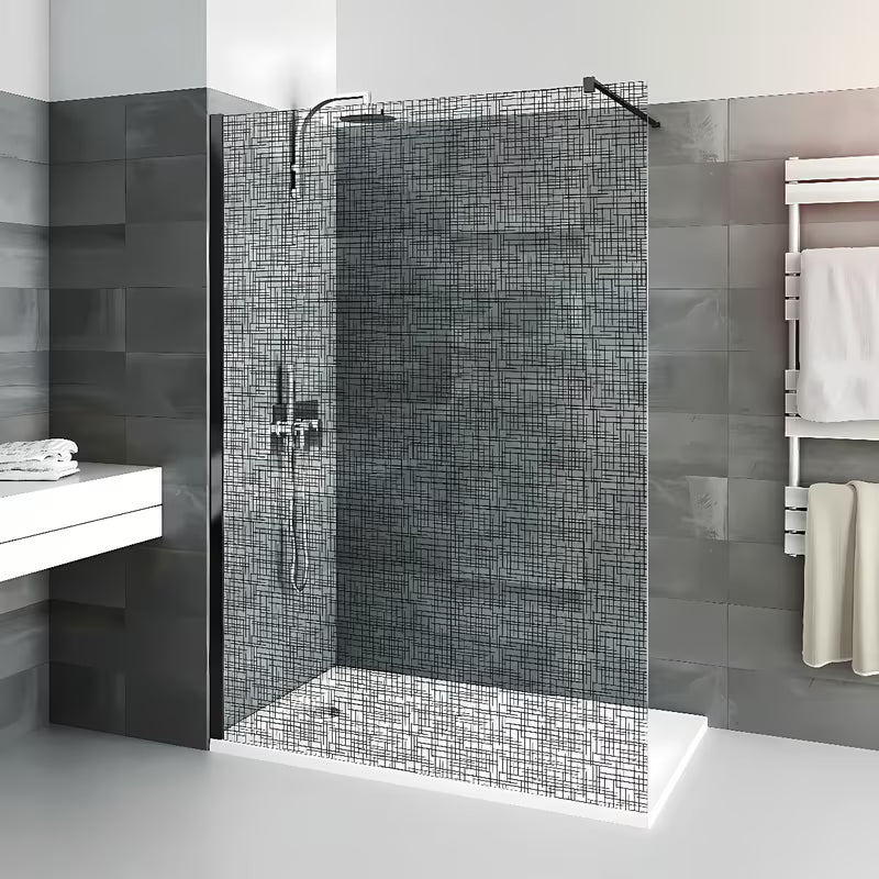 Roth Walk In Line sprchová zástěna walk-in 100 cm v černém matném provedení s dekorem Potisk
