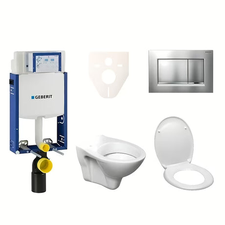 Závěsný WC set S-Line Pro s modulem Geberit Kombifix, sedátkem a tlačítkem Sigma 30