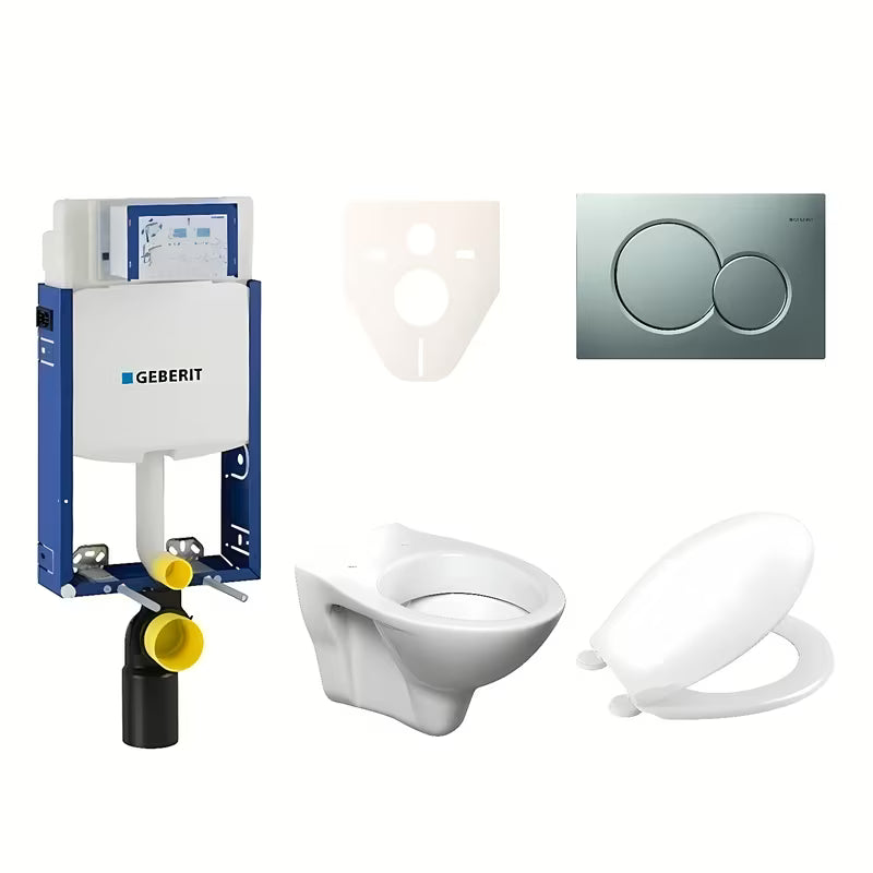 Závěsný WC set S-line Pro se sedátkem URBAN, modulem Geberit Kombifix a tlačítkem Sigma 01 chrom mat