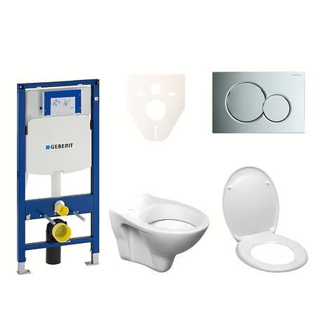 Závěsný WC set S-Line Pro s modulem Geberit Duofix, tlačítkem Sigma 01 a WC sedátkem