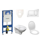 Závěsný WC set S-Line Pro s modulem Geberit Duofix, sedátkem, tlačítkem Sigma 30 a zvukoizolační vložkou.