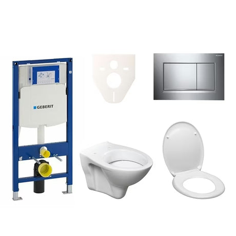 Závěsný WC set S-Line Pro s modulem Geberit Duofix, sedátkem a tlačítkem Sigma 30