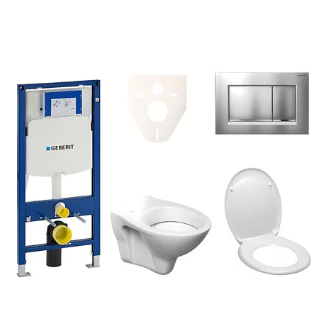 Závěsný WC set S-Line Pro s modulem Geberit Duofix, sedátkem, tlačítkem Sigma 30 a zvukoizolační vložkou