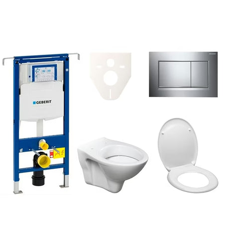 Závěsný WC set S-Line Pro s modulem Geberit Duofix, tlačítkem Sigma 30 a WC sedátkem