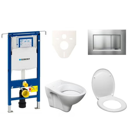Závěsný WC set S-Line Pro s modulem Geberit Duofix, sedátkem a tlačítkem Sigma 30