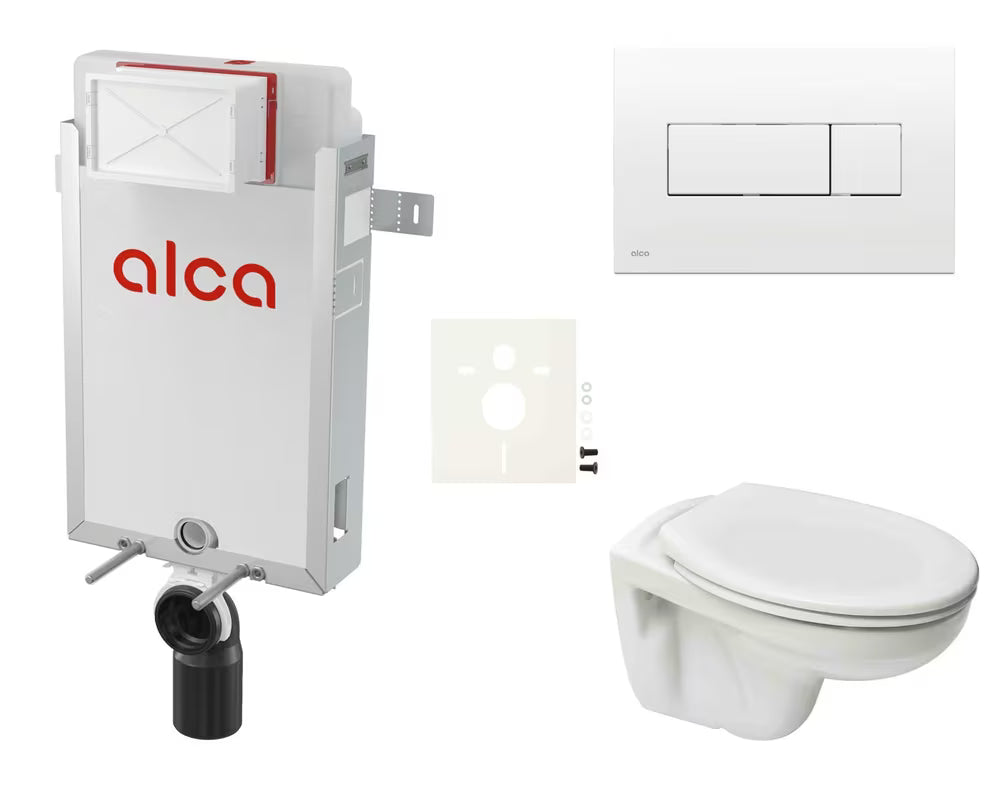 Závěsný WC set S-Line Pro s modulem k zazdění a nádržkou Alca v minimalistickém provedení