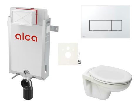 Závěsný WC set S-Line Pro k zazdění se skrytou nádržkou a ovládacím tlačítkem v provedení chrom lesklý.