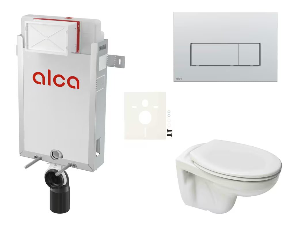 Závěsný WC set S-Line Pro s modulem k zazdění, nádržkou Alca a sedátkem z Duroplastu