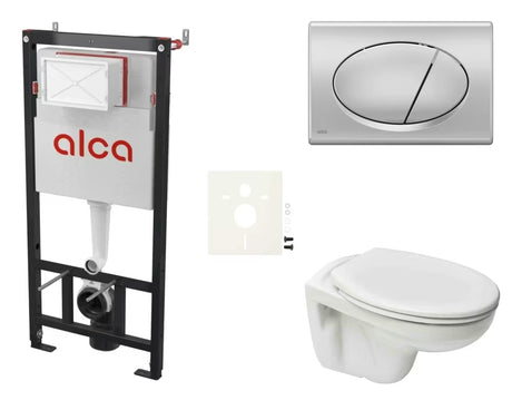 Závěsný WC set S-Line Pro s modulem pro předstěnovou montáž, nádržkou Alca a sedátkem z Duroplastu