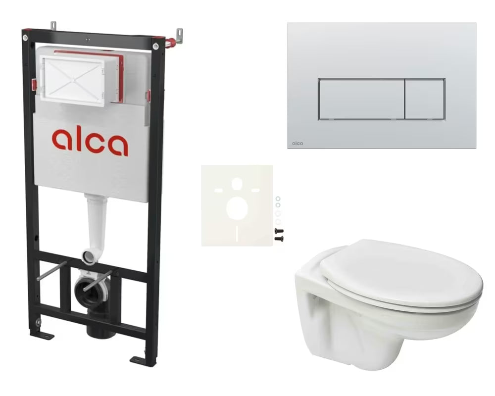 Závěsný WC set S-Line Pro s předstěnovým modulem, nádržkou Alca a sedátkem z Duroplastu
