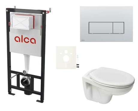Závěsný WC set S-Line Pro s předstěnovým modulem, nádržkou Alca a sedátkem z Duroplastu
