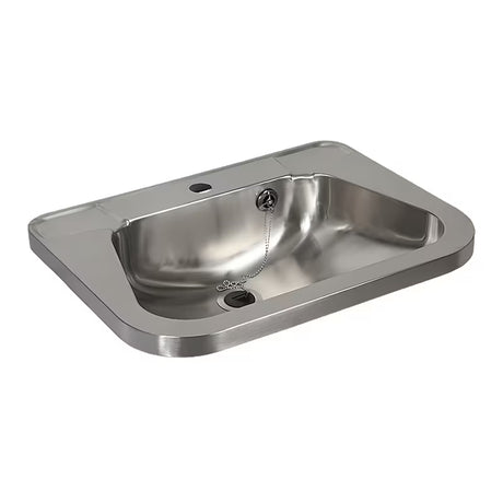 Závěsné nerezové umyvadlo Sanela Supersteel 56 x 42 cm s otvorem pro stojánkovou baterii a přepadem