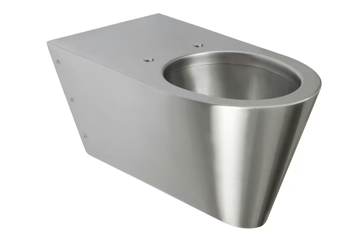 Nerezové závěsné WC Sanela Supersteel pro handicapované v antivandalovém provedení s matným povrchem.