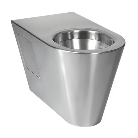 Nerezové antivandalové stojící WC Sanela Supersteel s matným povrchem pro náročné provozy.