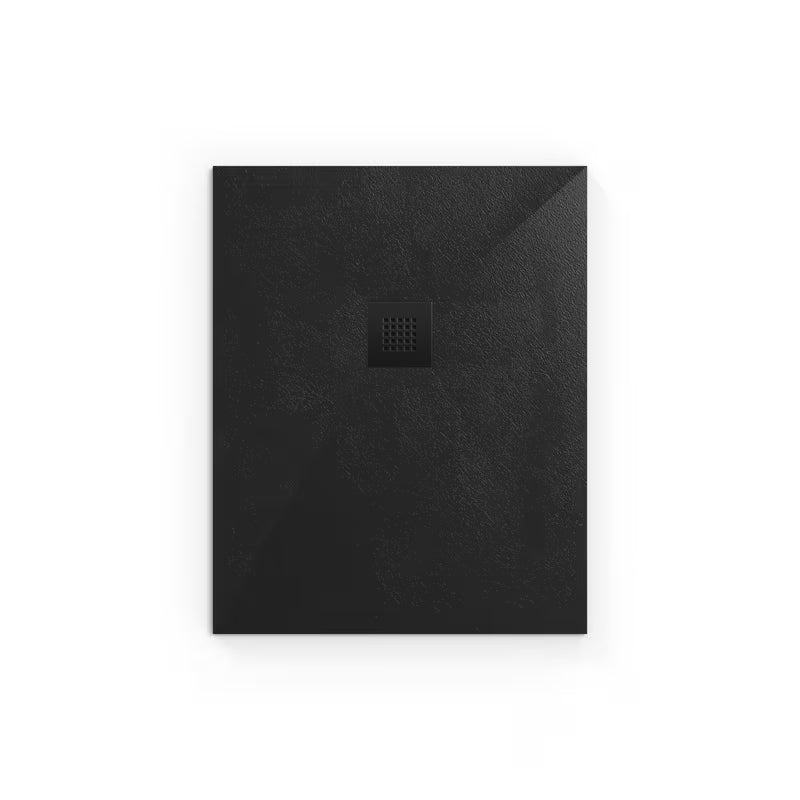 Černá obdélníková sprchová vanička SAT Alek 100x80 cm z litého mramoru s nízkou výškou