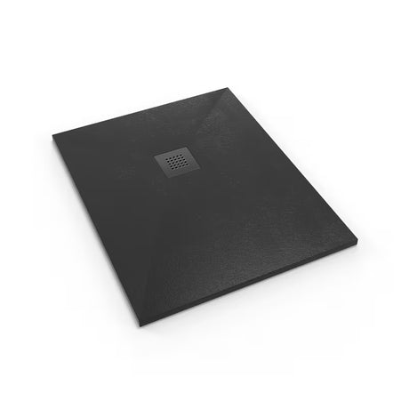Černá obdélníková sprchová vanička SAT Alek 100x80 cm z litého mramoru s nízkou výškou