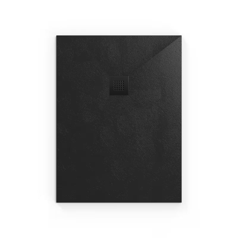 Černá obdélníková sprchová vanička SAT Alek z litého mramoru 100x90 cm