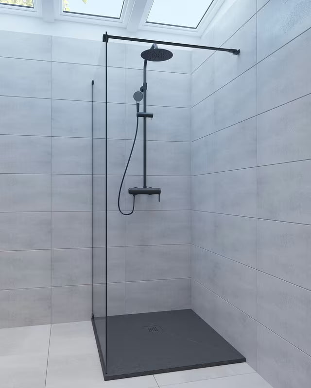 Černá obdélníková sprchová vanička SAT Alek 120x90 cm z litého mramoru s nízkou výškou
