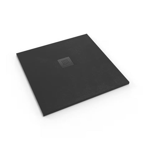 Černá čtvercová sprchová vanička SAT Alek 80x80 cm z litého mramoru s nízkou výškou