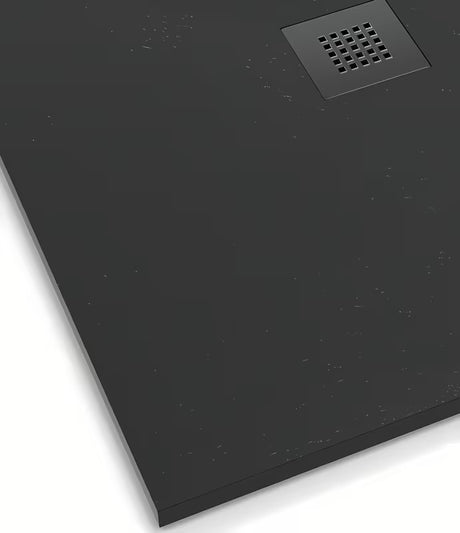 Černá čtvercová sprchová vanička SAT Alek 80x80 cm z litého mramoru s nízkou výškou