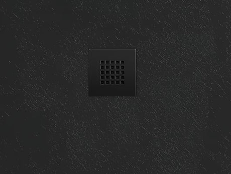 Černá čtvercová sprchová vanička SAT Alek 90x90 cm z litého mramoru s nízkým profilem