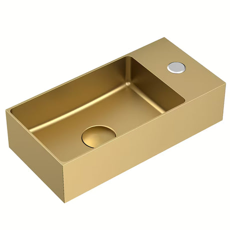 Závěsné nerezové umývátko SAT Aurum 36,5 x 18 cm v broušené zlaté barvě