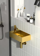 Závěsné nerezové umývátko SAT Aurum 36,5 x 18 cm v broušené zlaté barvě