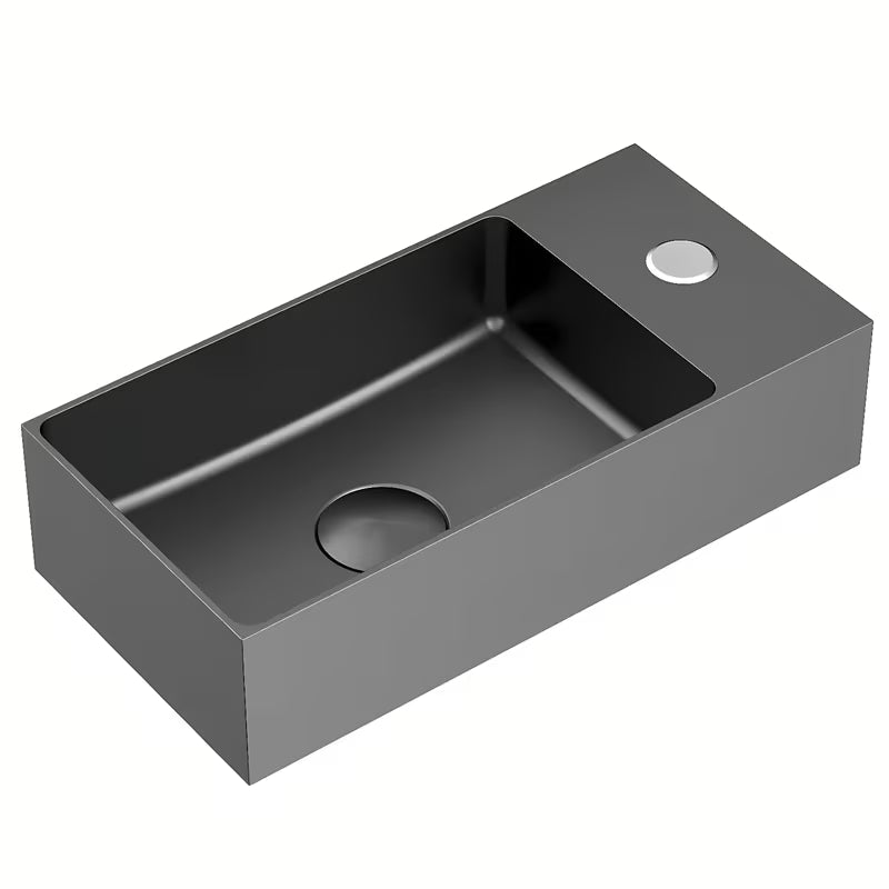 Závěsné nerezové umývátko SAT Aurum 36,5 x 18 cm v barvě gun metal
