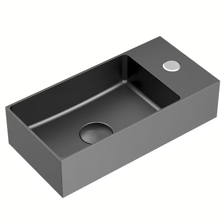 Závěsné nerezové umývátko SAT Aurum 36,5 x 18 cm v barvě gun metal