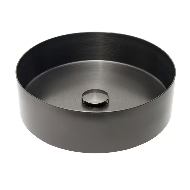 Kulaté umyvadlo na desku SAT Aurum z broušené nerezové oceli v barvě gun metal
