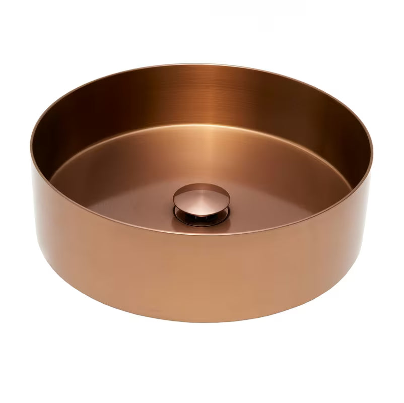 Kulaté umyvadlo na desku SAT Aurum 38 cm v broušené rose gold barvě s tenkými stěnami