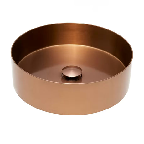 Kulaté umyvadlo na desku SAT Aurum 38 cm v broušené rose gold barvě s tenkými stěnami