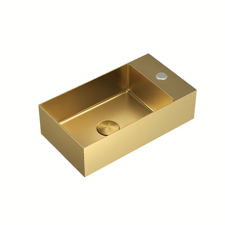Závěsné umyvadlo SAT Aurum 40 x 22 cm z nerezové oceli ve zlaté barvě