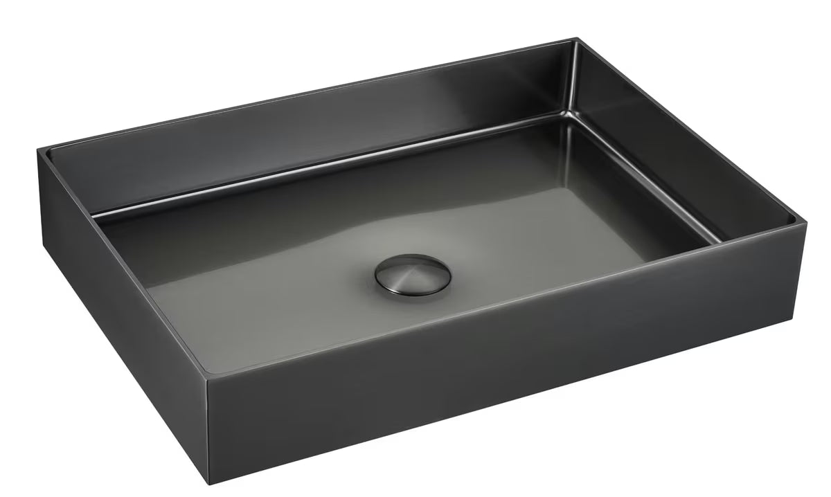 SAT Aurum umyvadlo na desku z nerezové oceli v barvě gun metal, 55 x 38 cm.