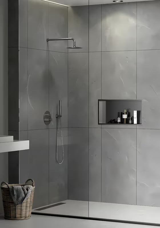 Sprchový výklenek SAT Aurum z nerezové oceli 304 v barvě gun metal s rámem