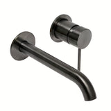 Podomítková páková umyvadlová baterie SAT Aurum v provedení broušený gun metal s kulatým designem.