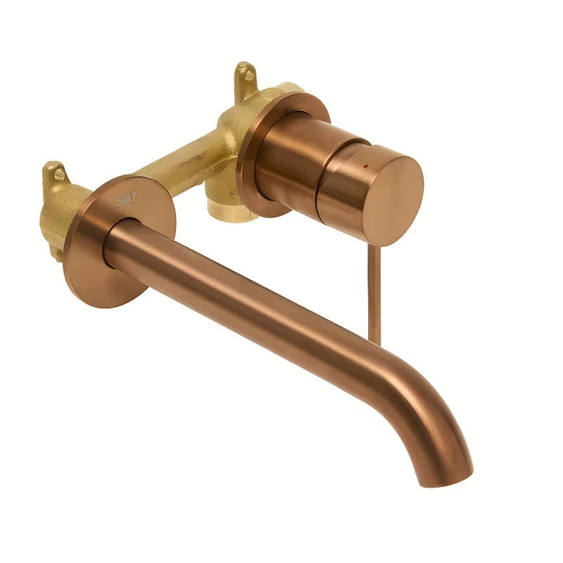 Podomítková umyvadlová baterie SAT Aurum v provedení rose gold brushed s kulatým designem.