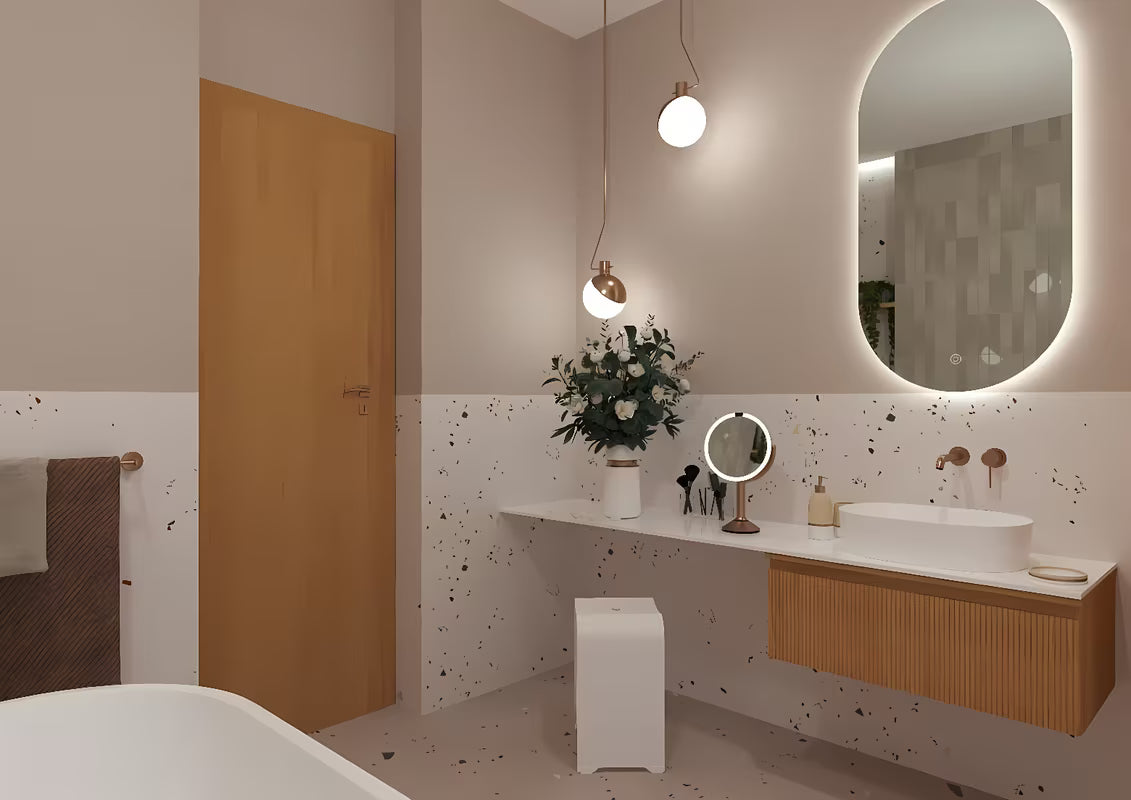 Podomítková umyvadlová baterie SAT Aurum v provedení rose gold brushed s kulatým designem.