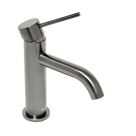 Páková stojánková umyvadlová baterie SAT Aurum v provedení broušený gun metal bez výpusti.