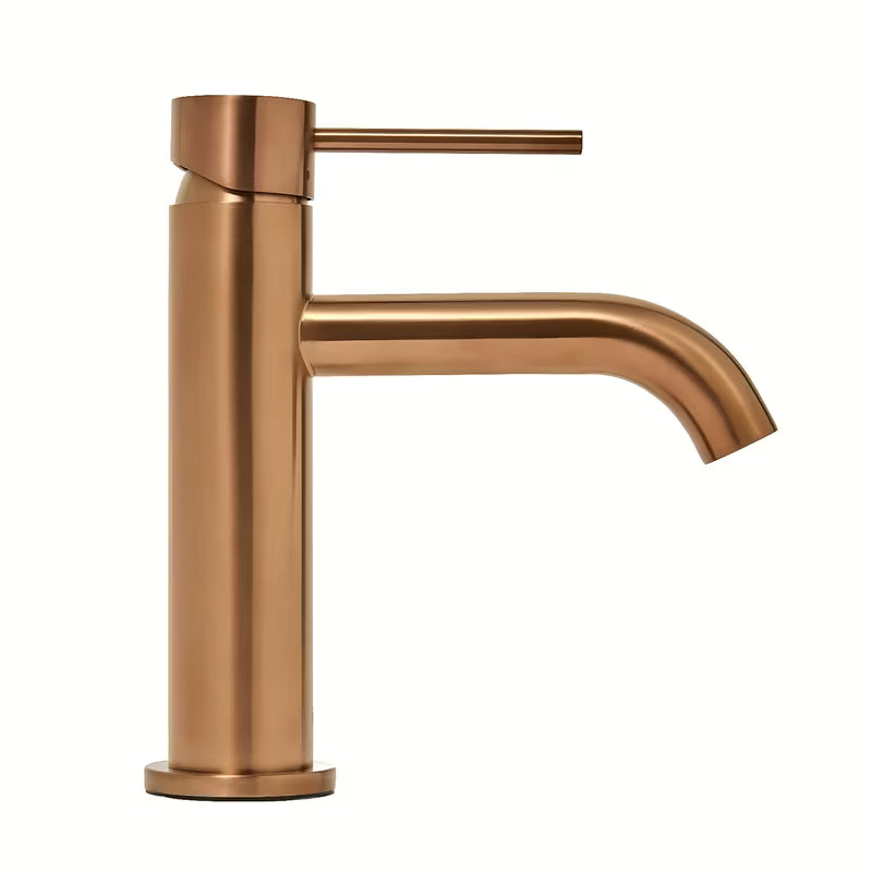 Jednouchwytowa stojąca bateria umywalkowa SAT Aurum w wykończeniu rose gold brushed bez odpływu